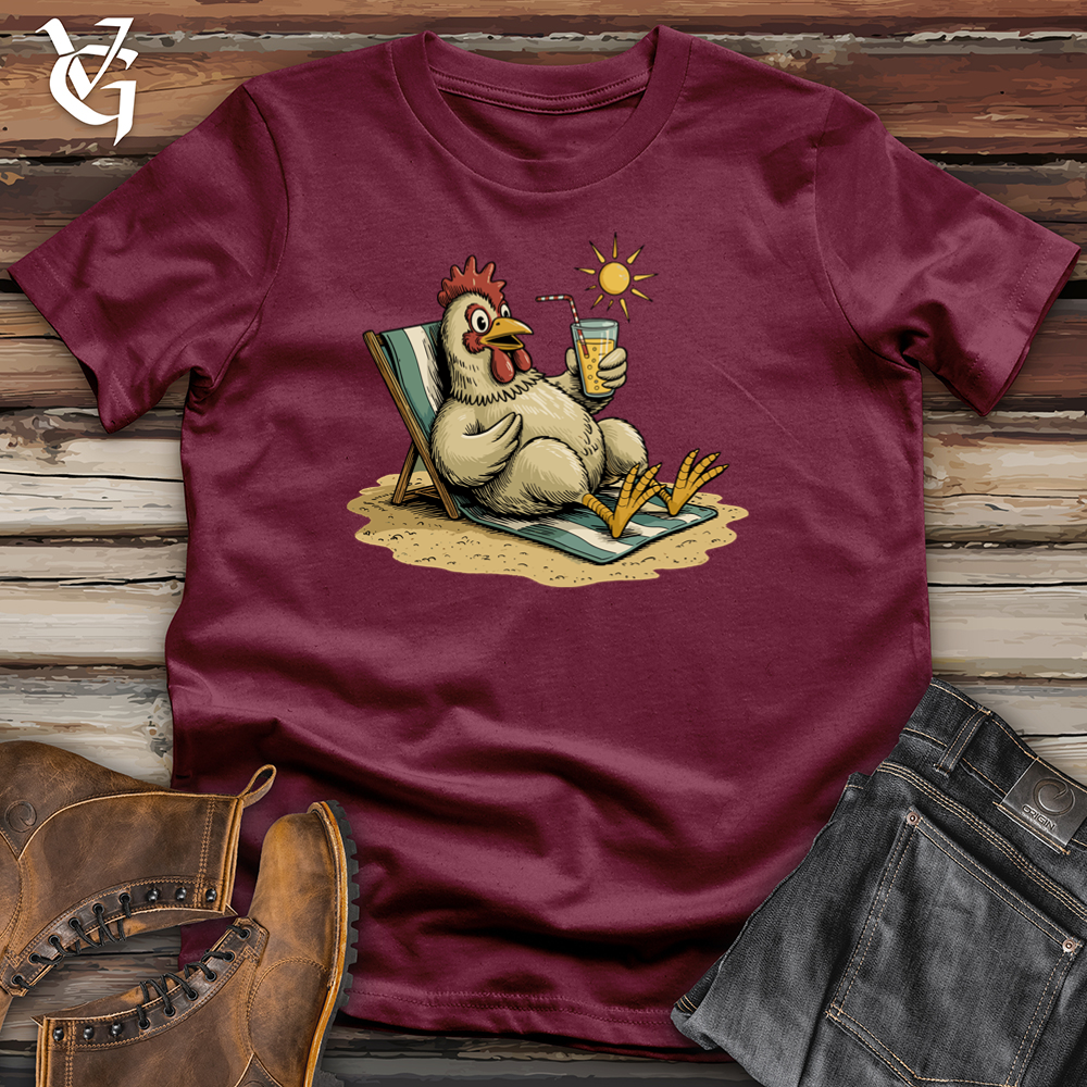 Viking Goods Chicken With Glasses of Cocktail Tee Maroon / L