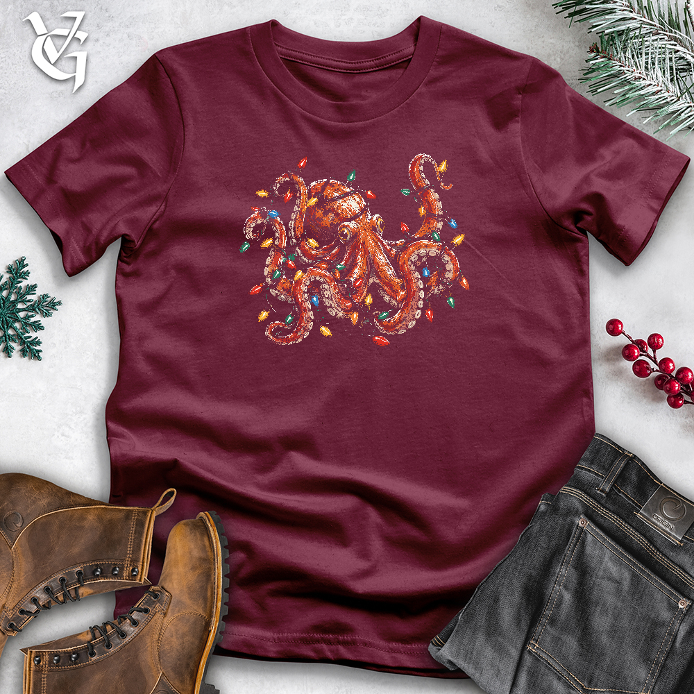 Viking Goods Christmas Lights Octopus Softstyle Tee Maroon / L