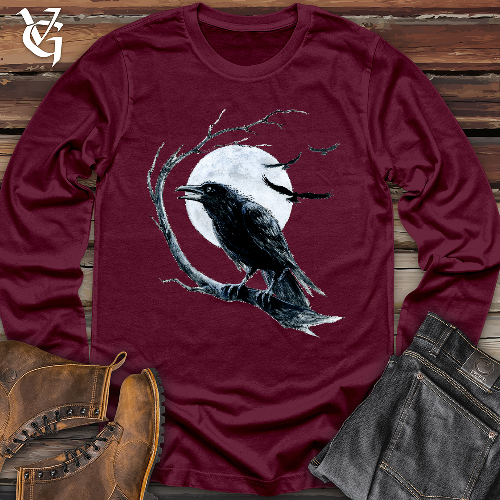 Viking Goods Cold Winter Raven Long Sleeve Maroon / L