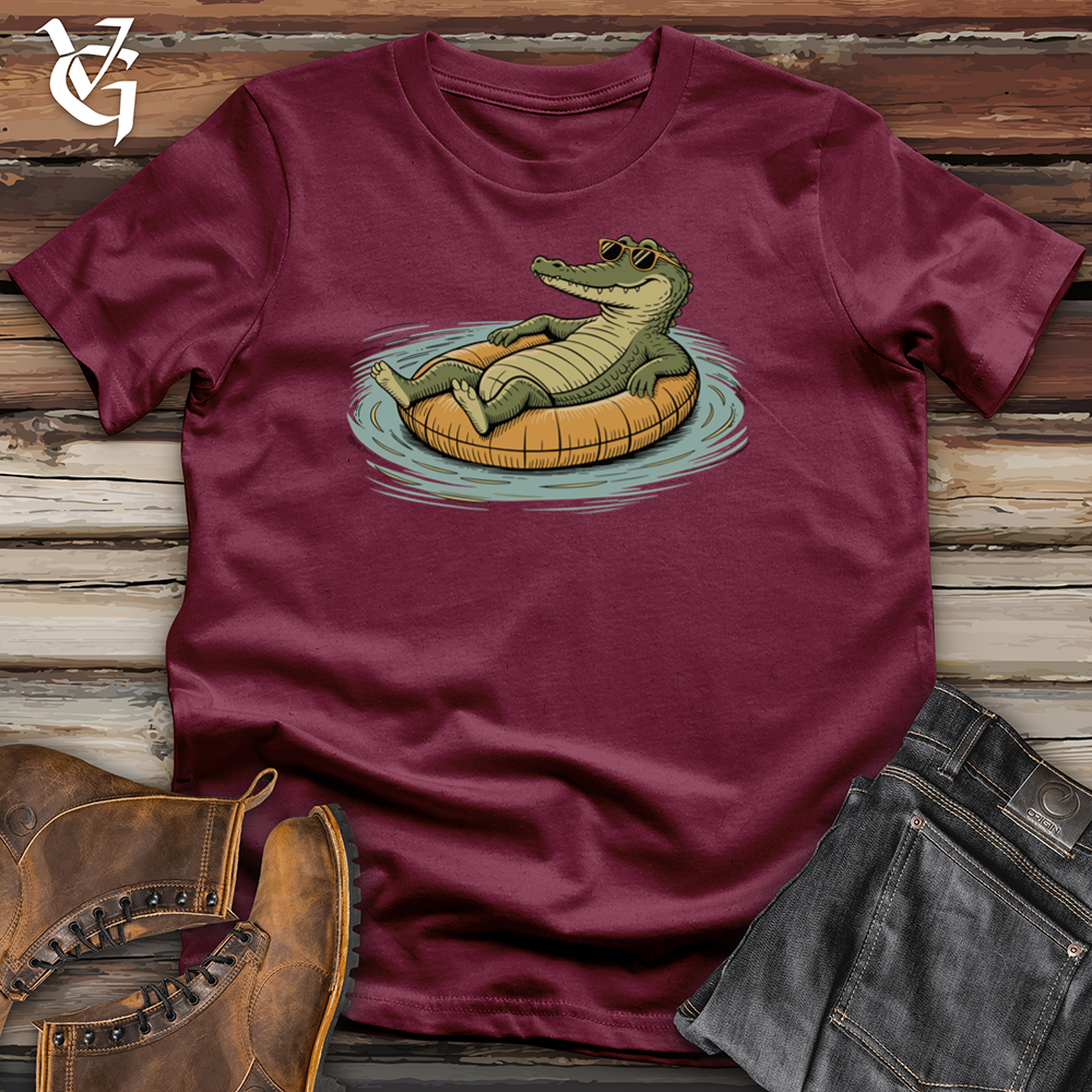 Viking Goods Crocodile Relaxing on Pool Tee Maroon / L