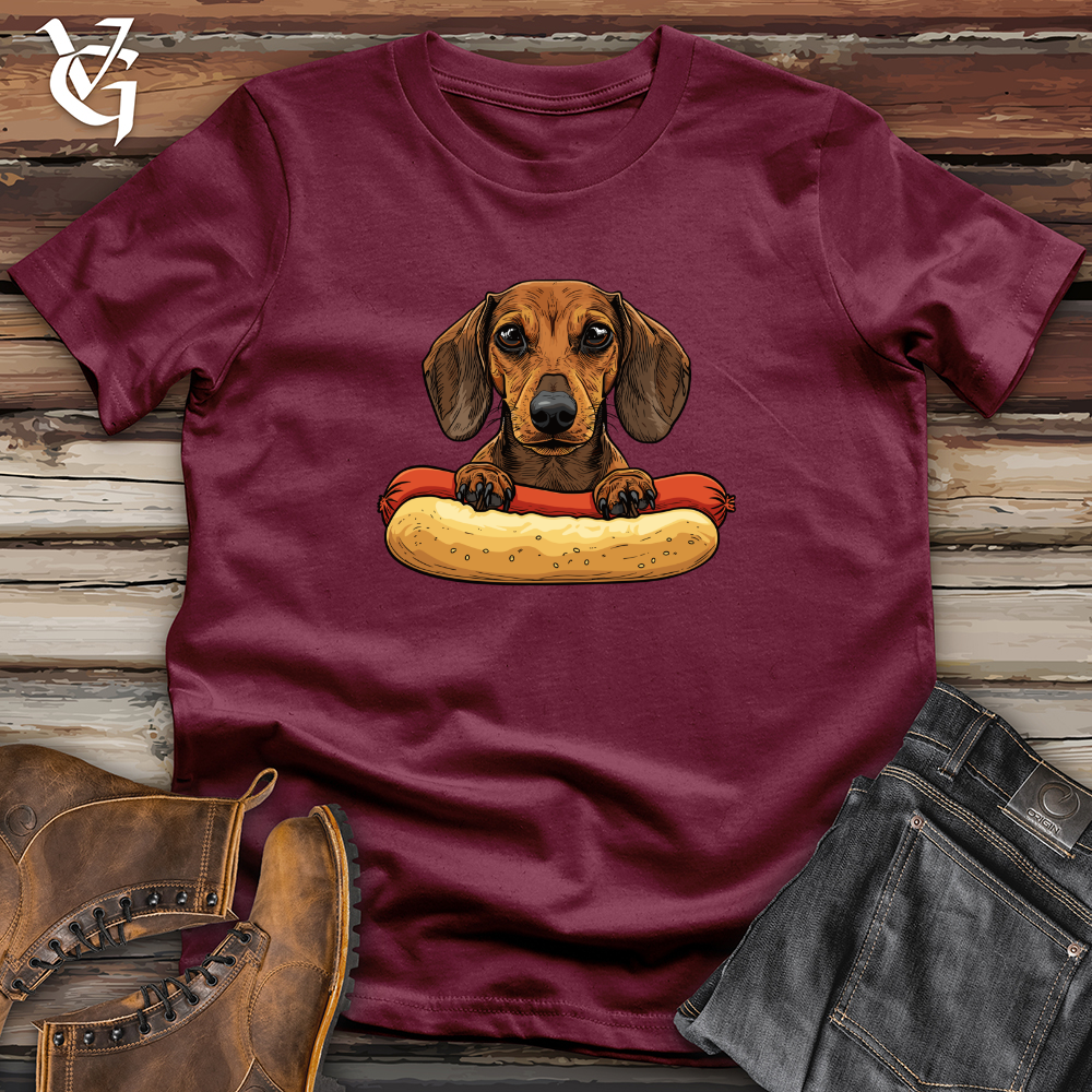 Viking Goods Dachshund Hotdog Hug Softstyle Tee Maroon / L
