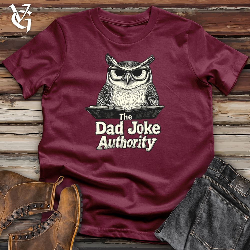 Viking Goods Dad Joke Authority Owl Softstyle Tee Maroon / L