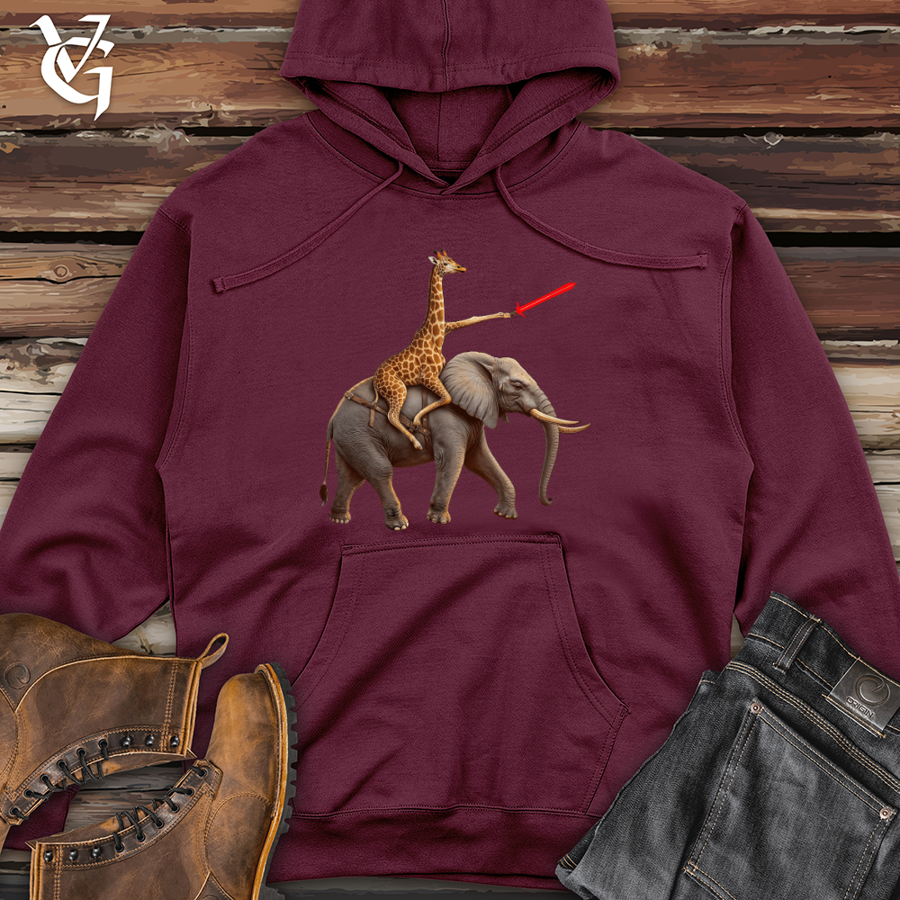 Viking Goods Elephant Giraffe Calvary Midweight Hooded Sweatshirt Maroon / L