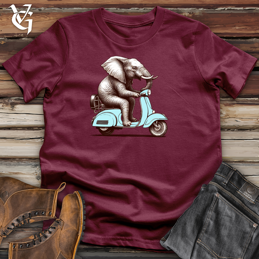 Viking Goods Elephant  Sitting Top a Scooter Softstyle Tee Maroon / L
