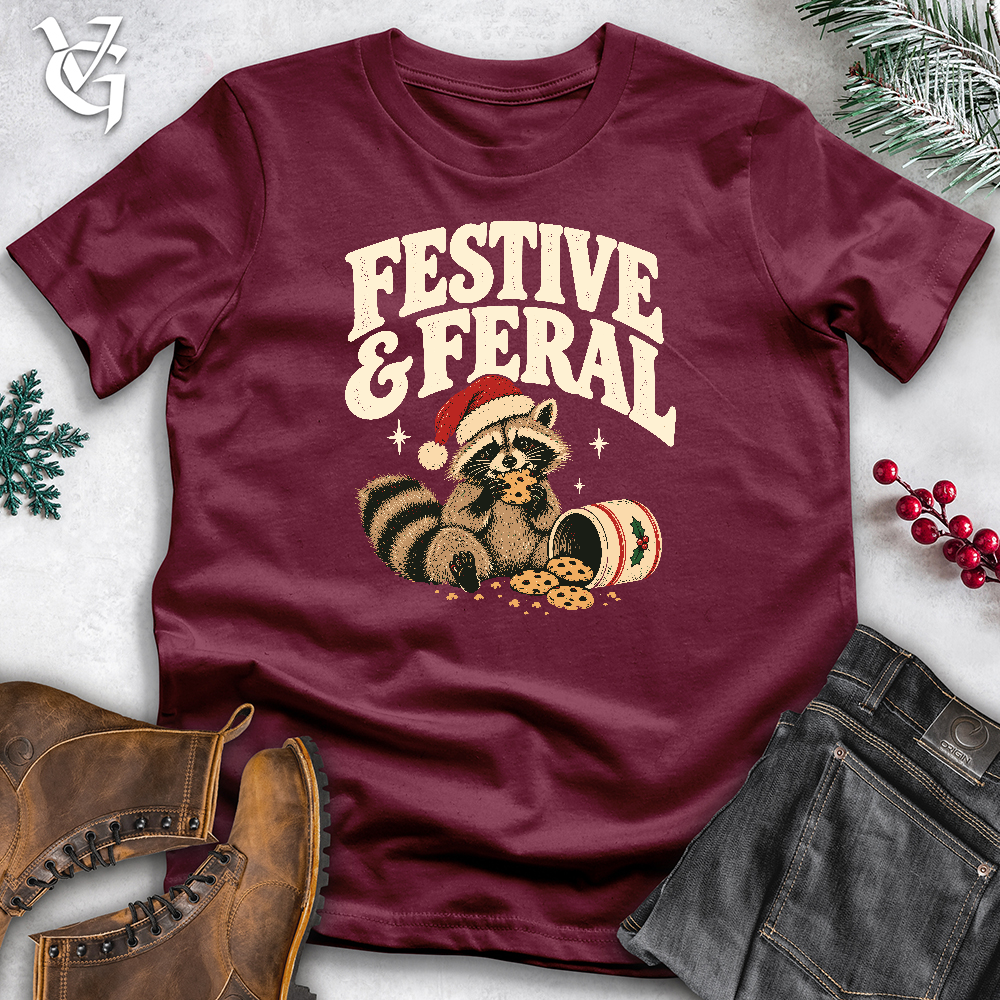 Viking Goods Festive and Feral Softstyle Tee Maroon / L