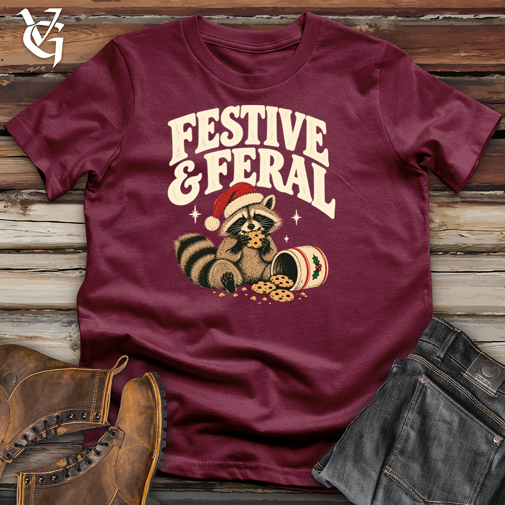 Viking Goods Festive and Feral Tee Maroon / L