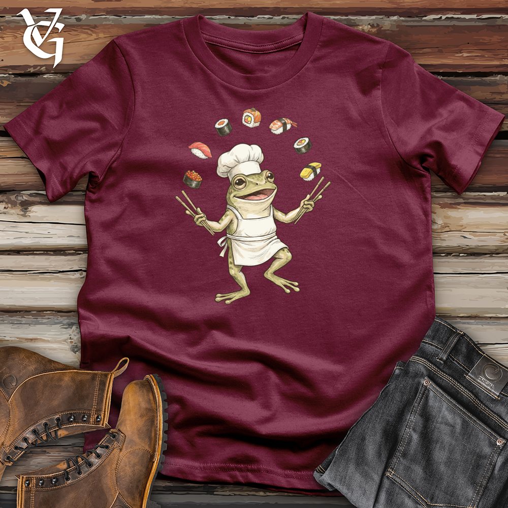 Viking Goods Frog Sushi Chef Tee Maroon / L