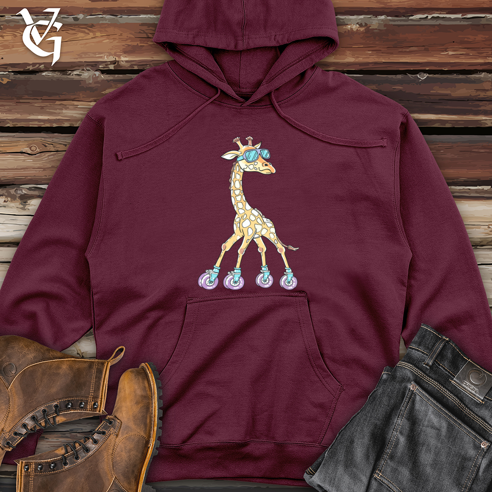 Viking Goods Giraffe Skating Midweight Hooded Sweatshirt Maroon / L