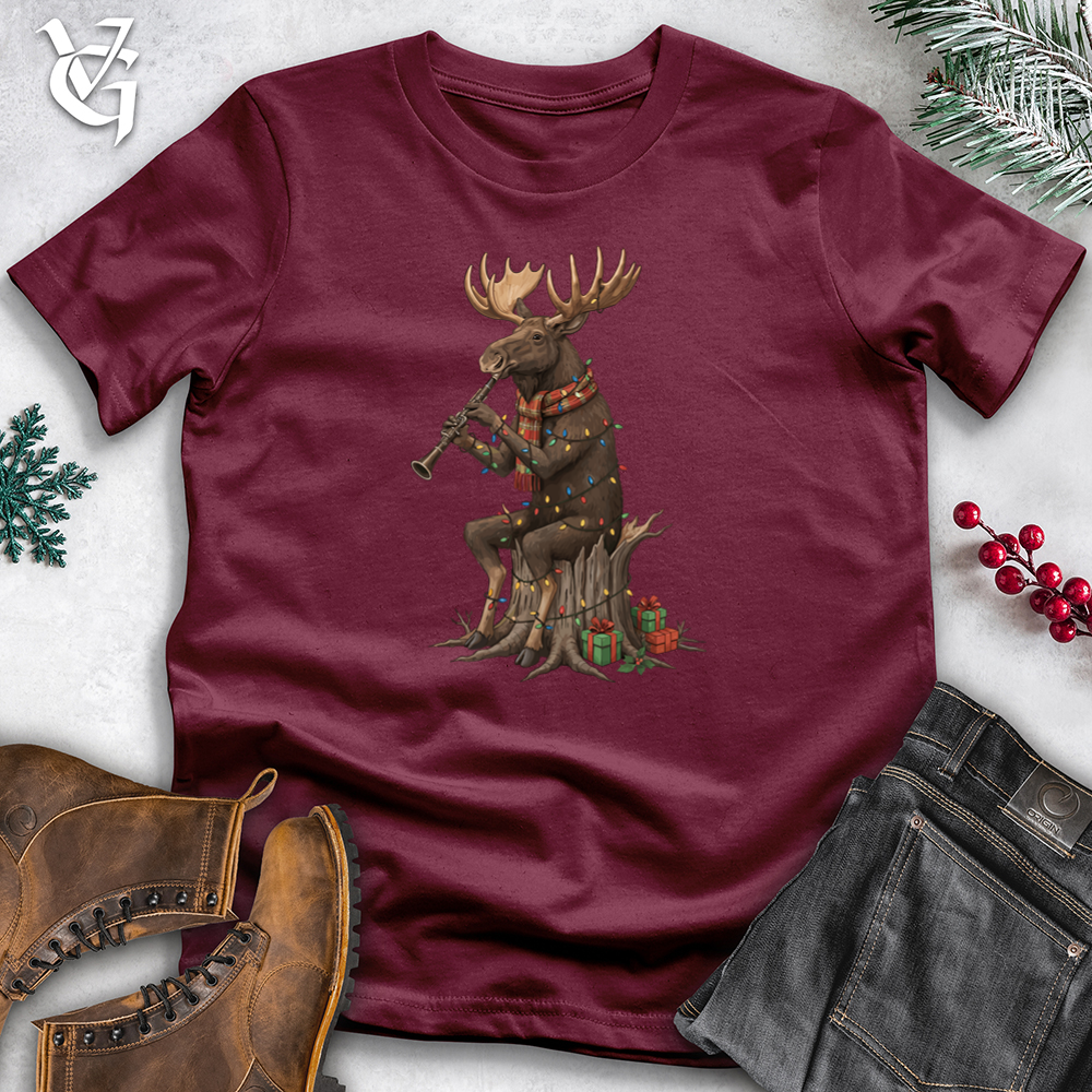 Viking Goods Holiday Moose Playing Clarinet Tee Maroon / L