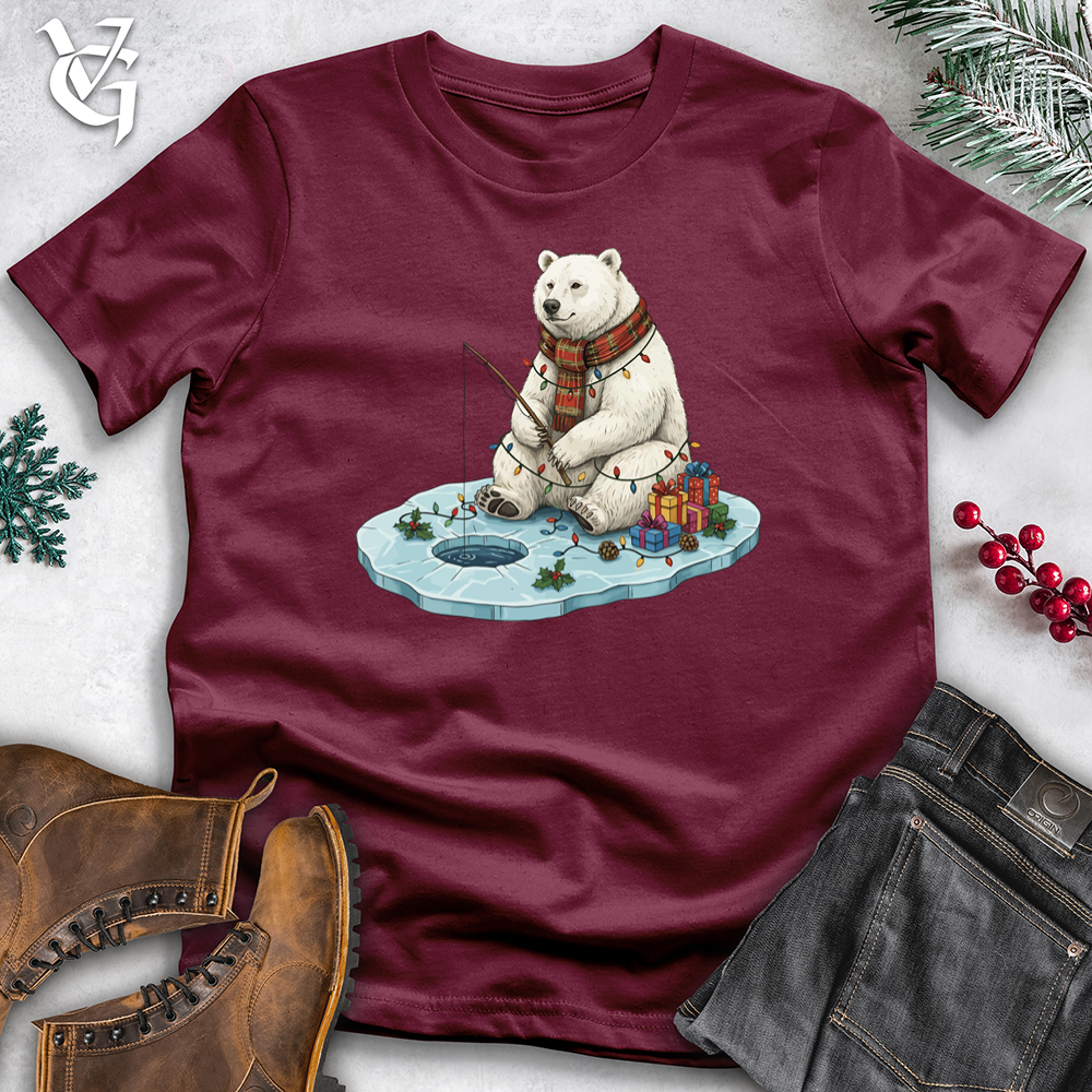 Viking Goods Holiday Polar Bear Ice Fishing Tee Maroon / L