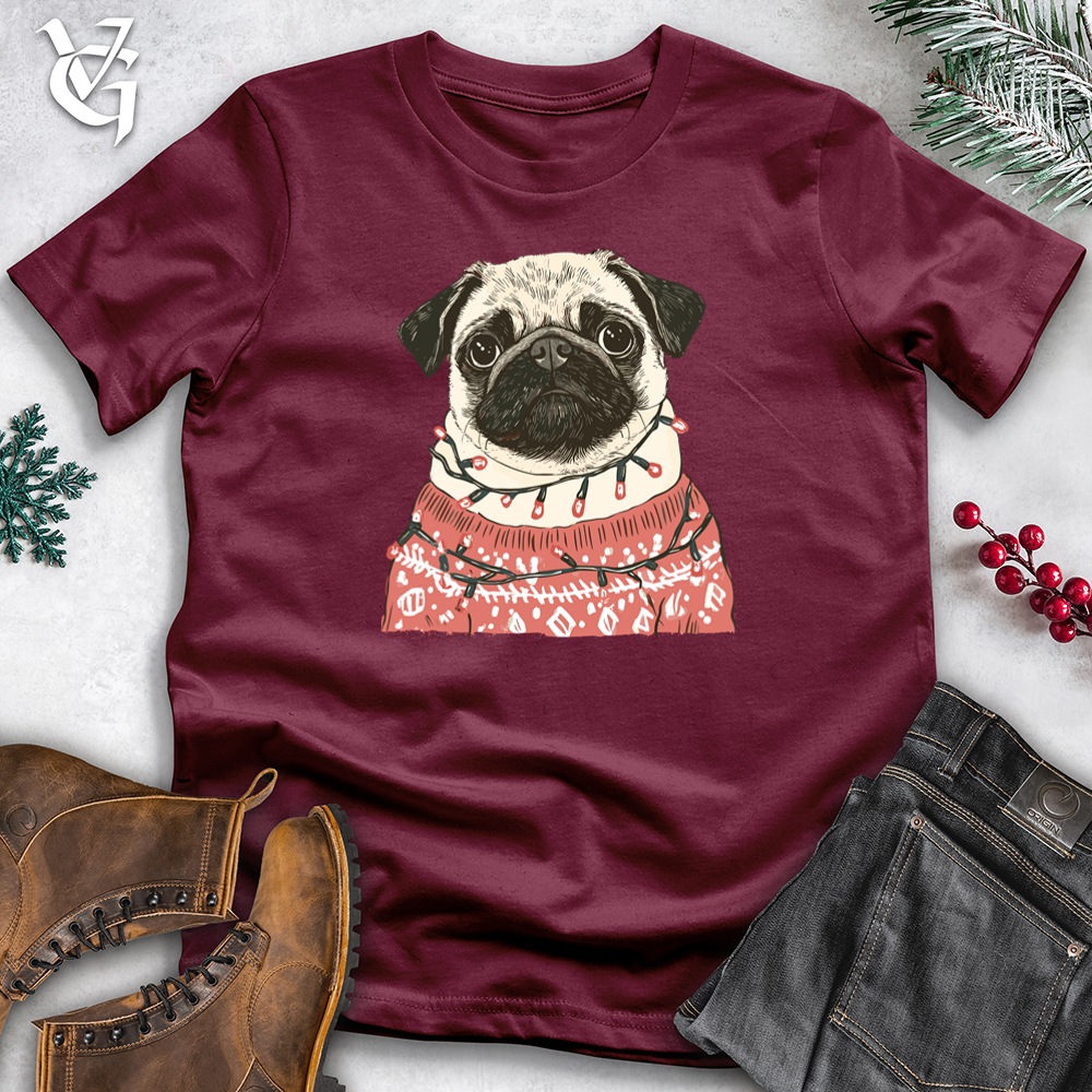 Viking Goods Holly Jolly Pug Softstyle Tee Maroon / L