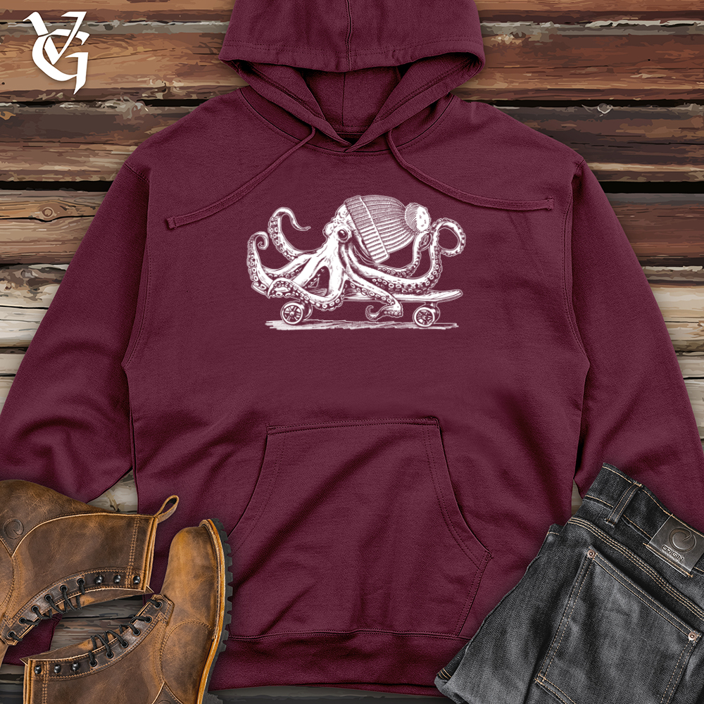 Viking Goods Octopus Chillin Skateboard Midweight Hooded Sweatshirt Maroon / L