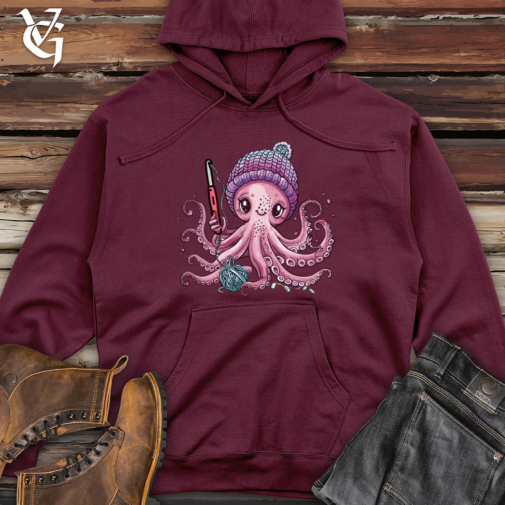 Viking Goods Octopus Crochet Midweight Hooded Sweatshirt Maroon / L