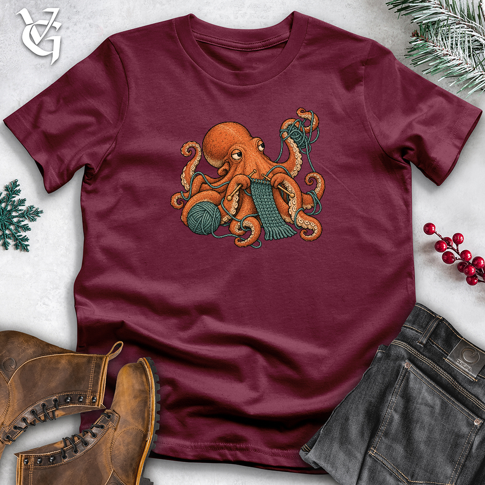Viking Goods Octopus Knitting Softstyle Tee Maroon / L