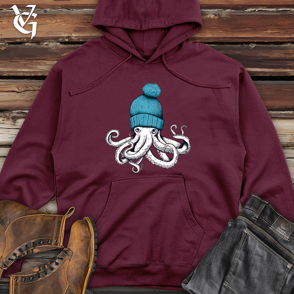 Viking Goods Octopus Wearing Beanie Midweight Hooded Sweatshirt Maroon / L