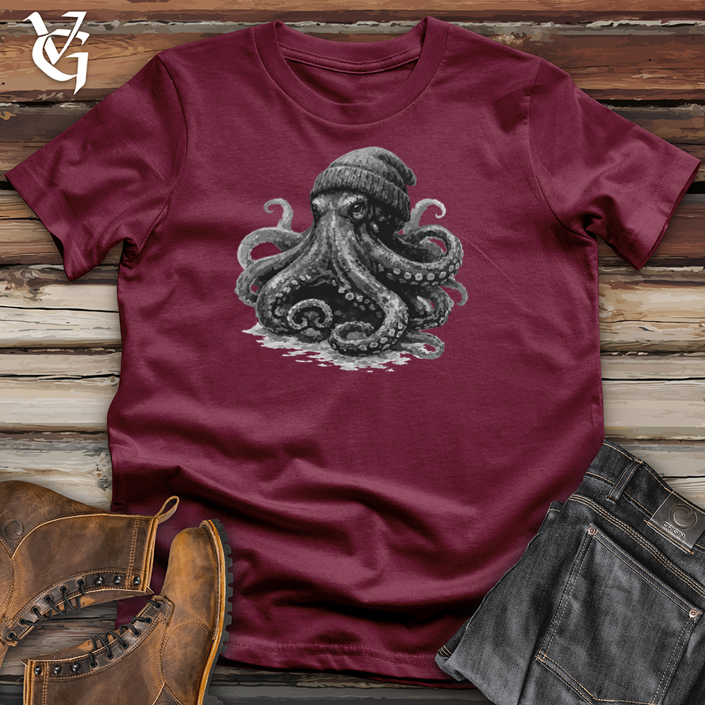 Viking Goods Octopus with Beanie Tee Maroon / L