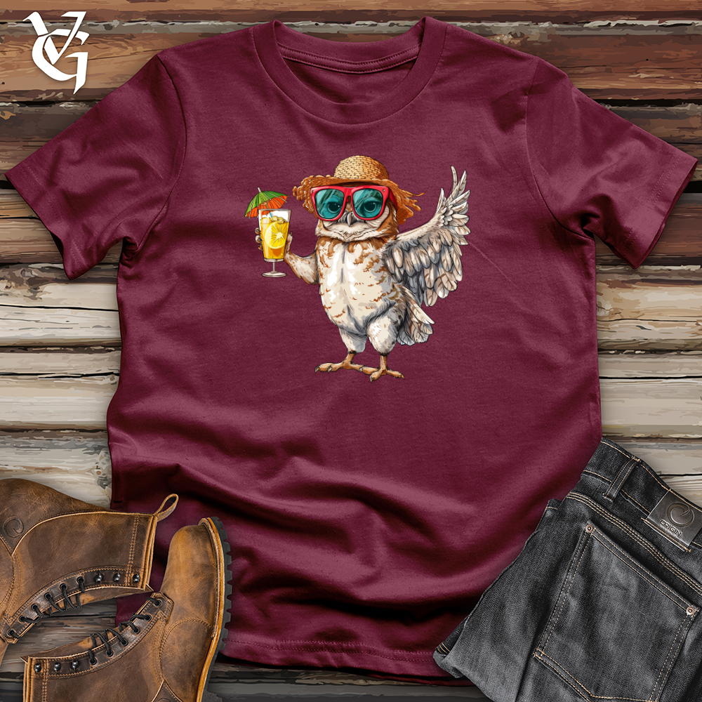 Viking Goods Owl Beach Vacation Softstyle Tee Maroon / L