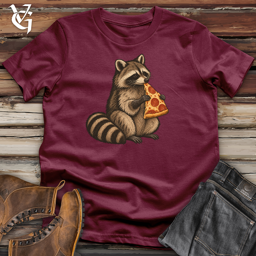 Viking Goods Raccoon Enjoying Pizza Softstyle Tee Maroon / L