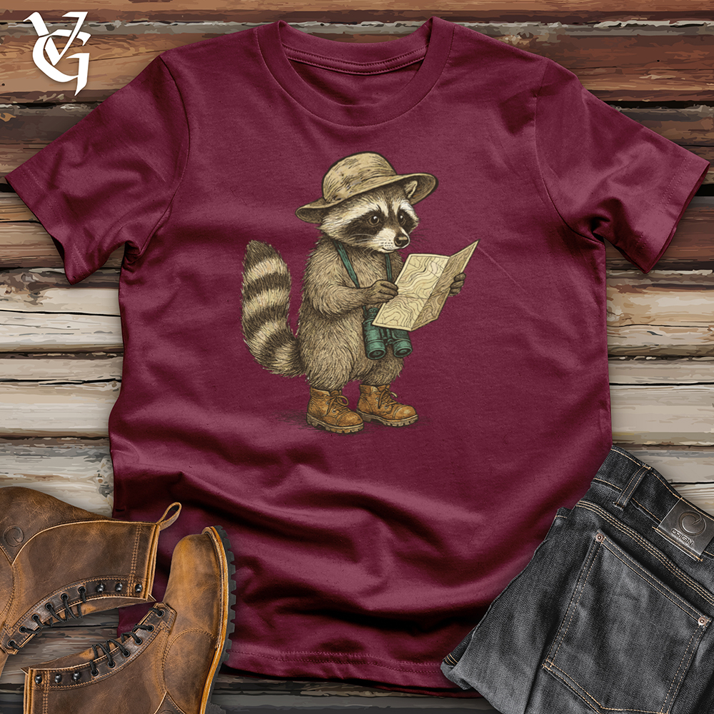 Viking Goods Raccoon Hiker With Map Tee Maroon / L