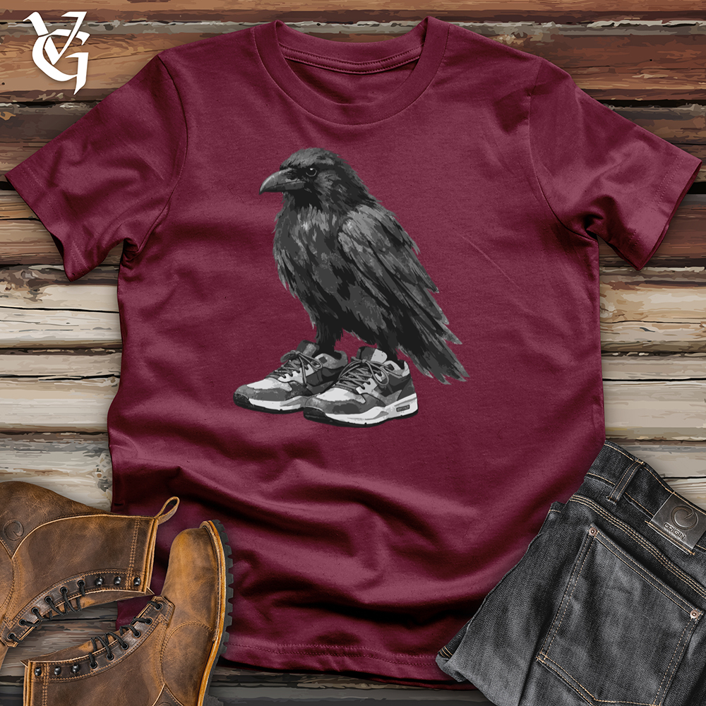 Viking Goods Raven Wearing Shoes Tee Maroon / L
