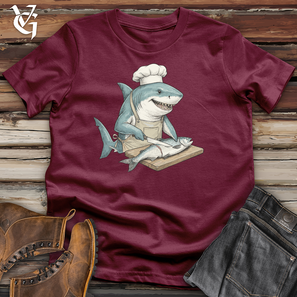Viking Goods Shark Sushi Chef Tee Maroon / L