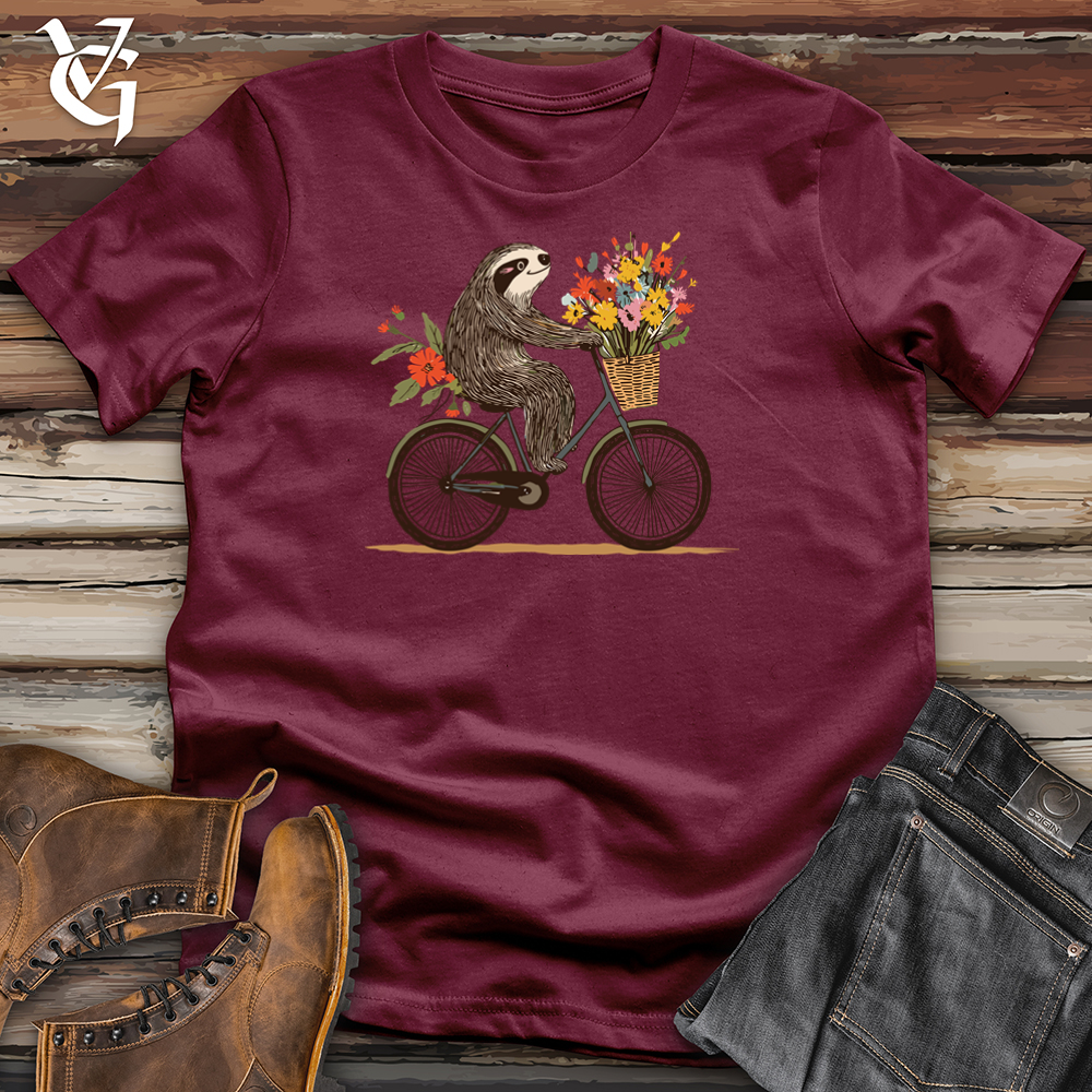 Viking Goods Sloth Flower Bike Softstyle Tee Maroon / L