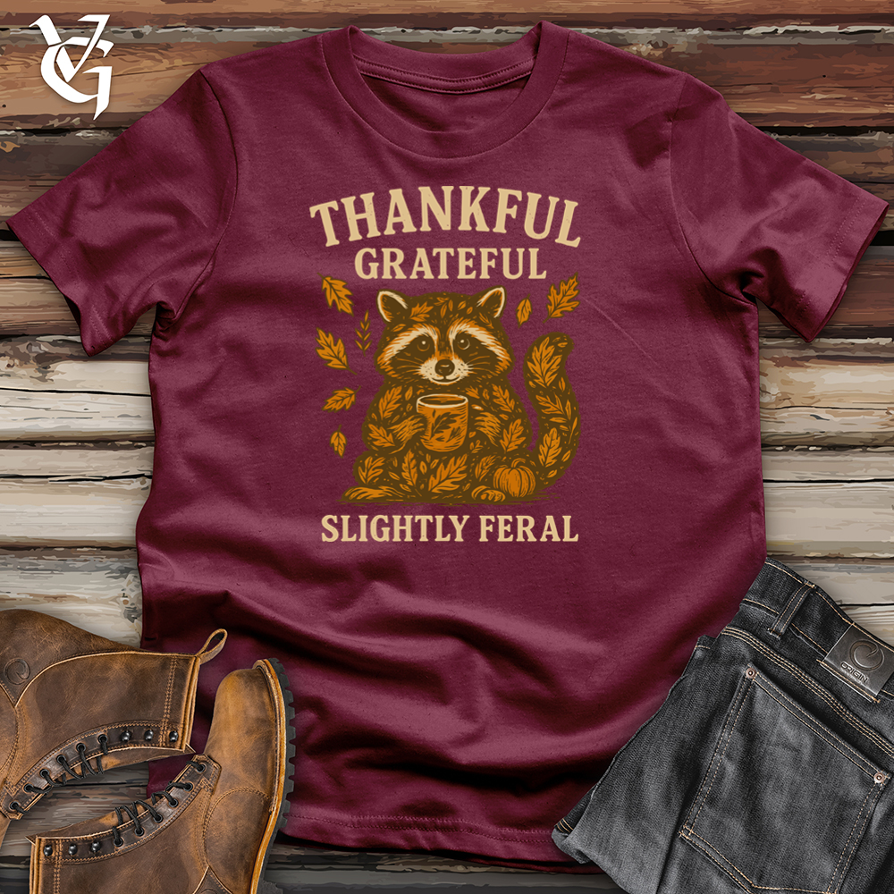 Viking Goods Thankful Grateful Slightly Feral Raccoon Tee Maroon / L