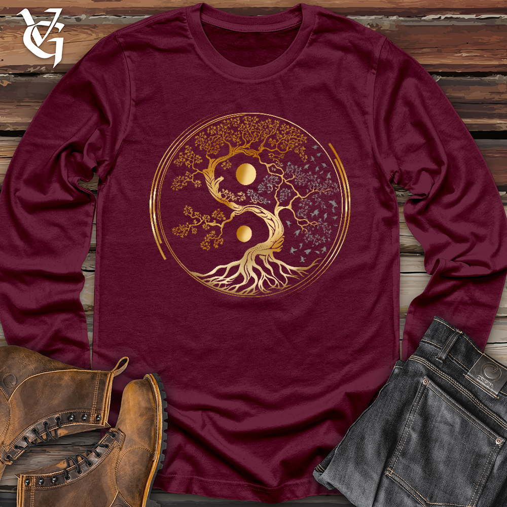 Viking Goods Tree Of Life Yin Yang Long Sleeve Maroon / L