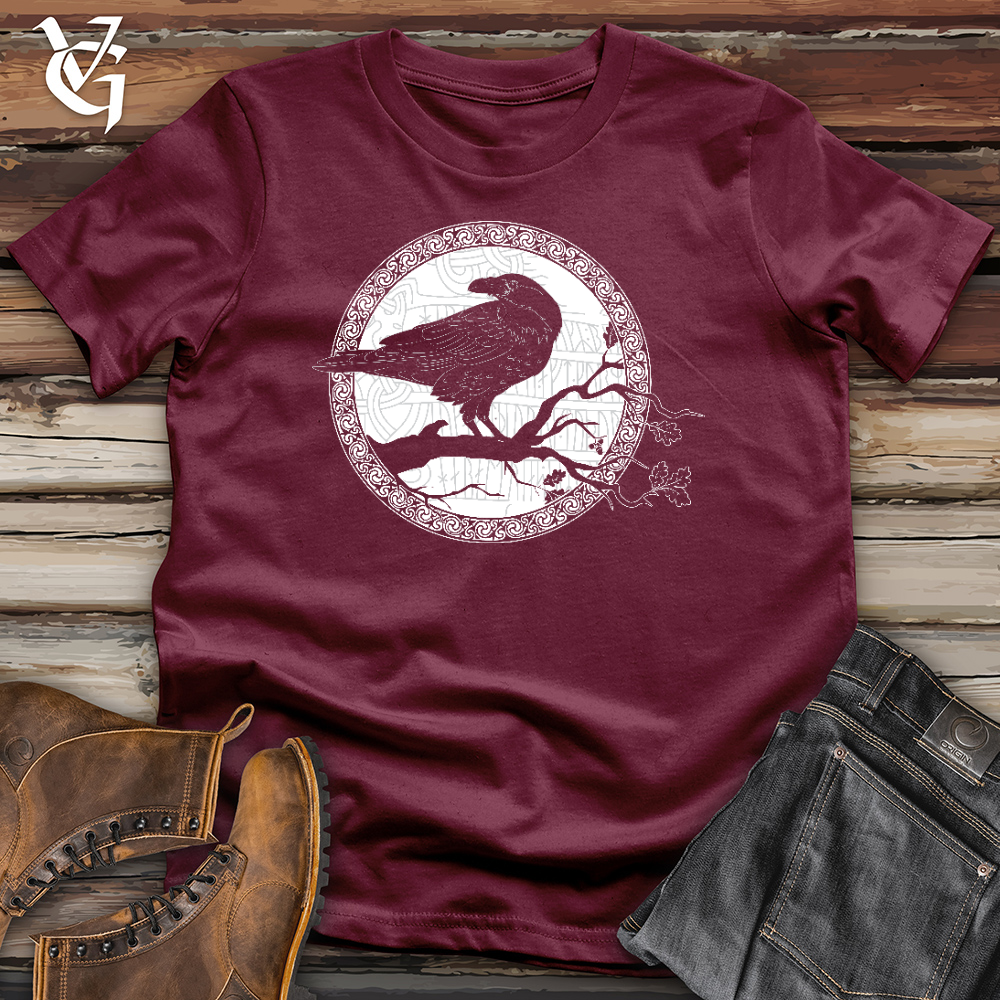 Viking Goods White Winter Raven Cotton Tee Maroon / L