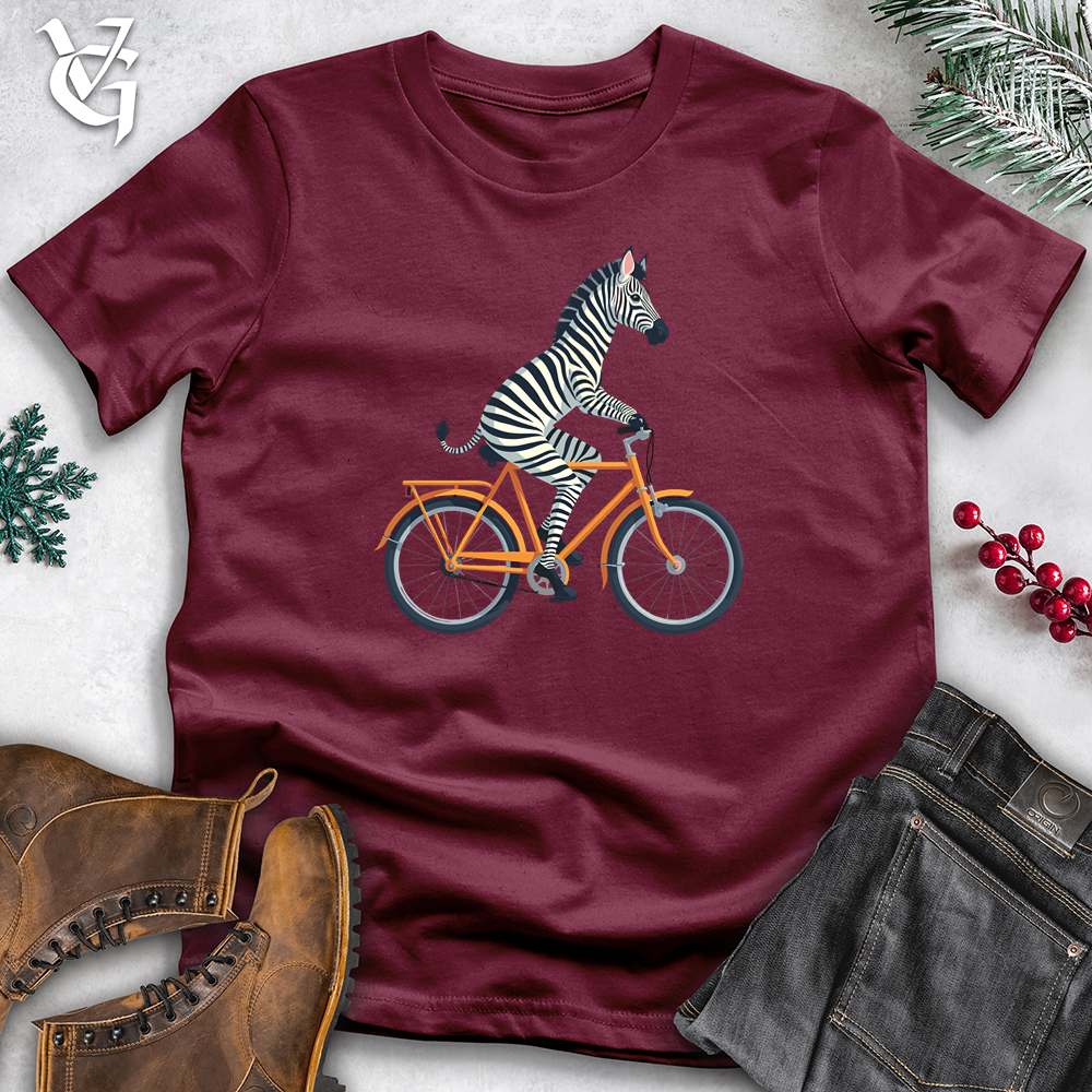 Viking Goods Zebra Riding Bicycle Softstyle Tee Maroon / L