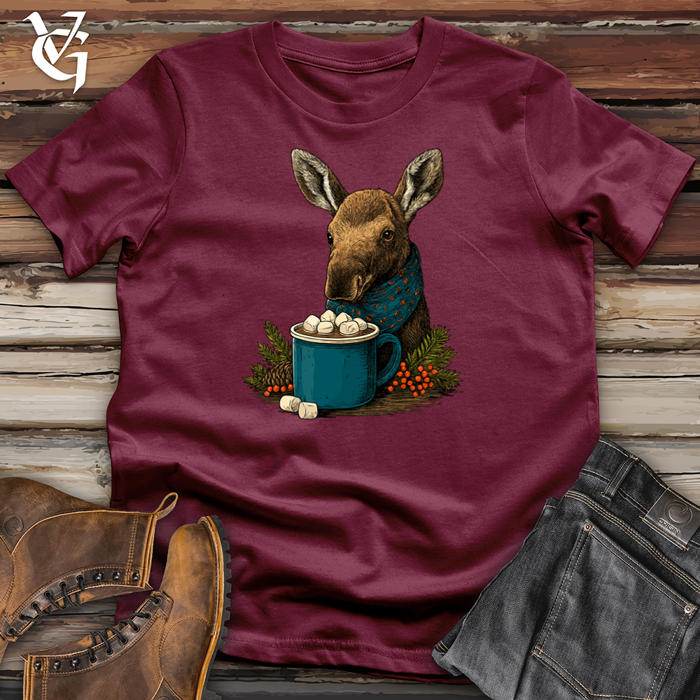Viking Goods Autumn Moose With Hot Coffee Softstyle Tee Maroon / S