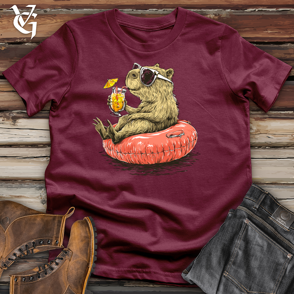 Viking Goods Capybara Lounging Poolside Softstyle Tee Maroon / S