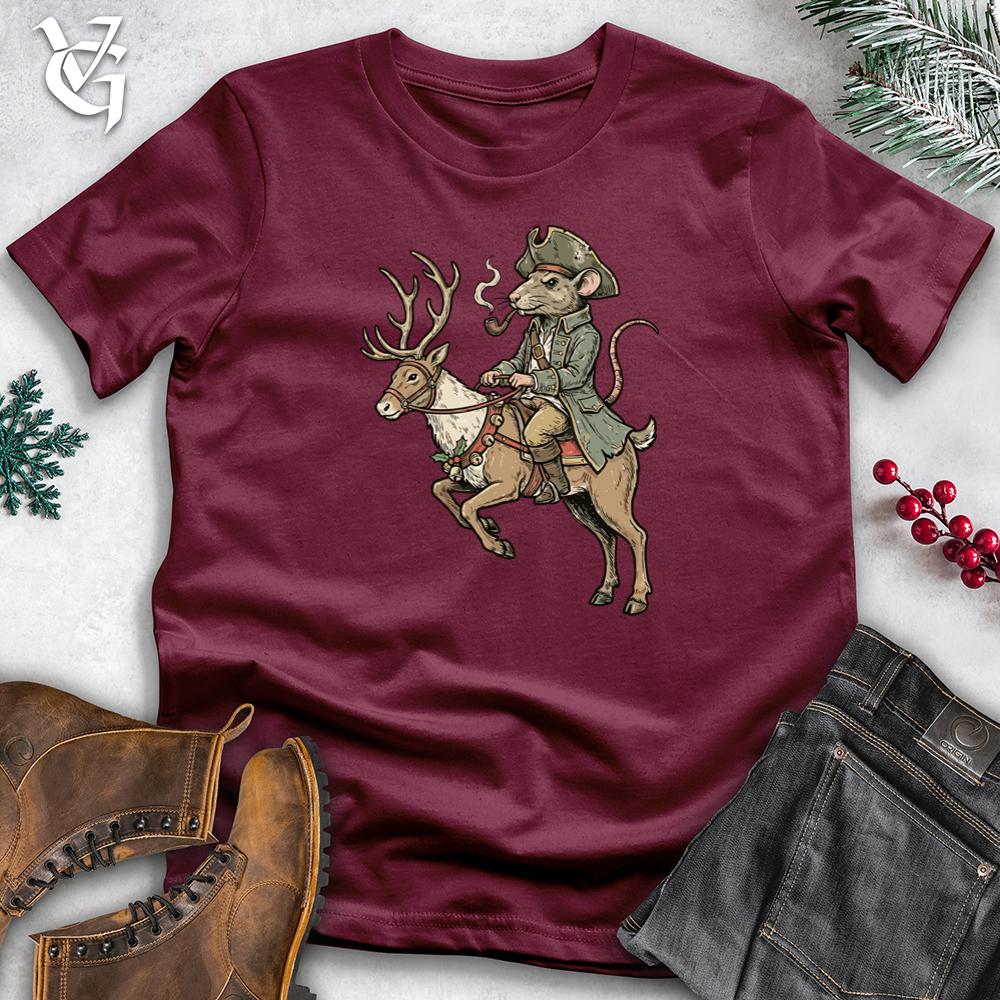 Viking Goods Christmas Pirat With Reindeer Softstyle Tee Maroon / S