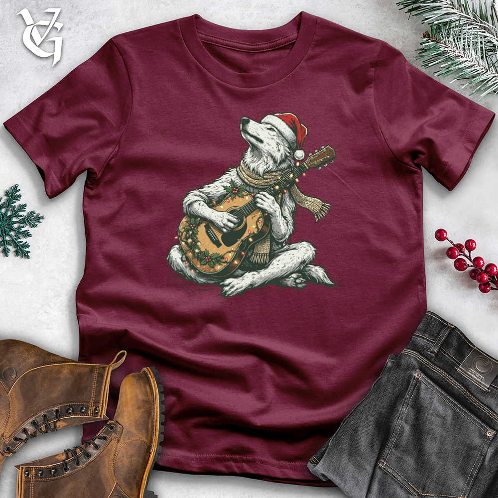 Viking Goods Christmas Wolf Playing Guitar Softstyle Tee Maroon / S