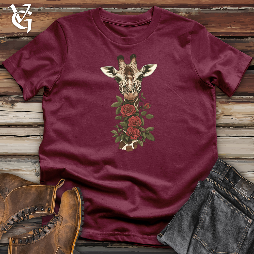 Viking Goods Giraffe Roses Softstyle Tee Maroon / S