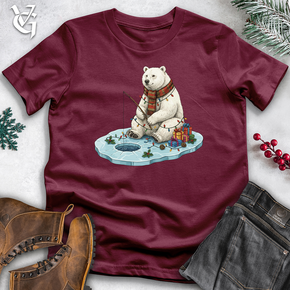 Viking Goods Holiday Polar Bear Ice Fishing Softstyle Tee Maroon / S