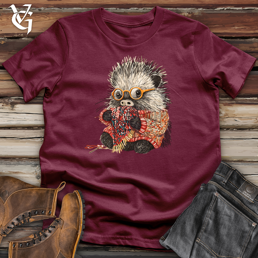 Viking Goods Knitting Hedgehog Softstyle Tee Maroon / S