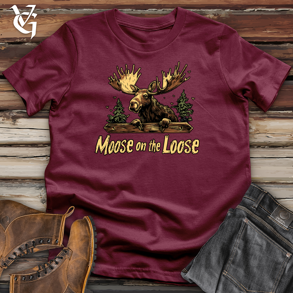 Viking Goods Moose On The Loose Softstyle Tee Maroon / S