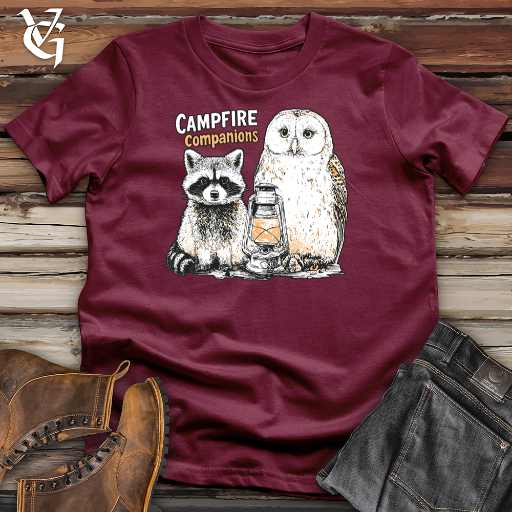 Viking Goods Owl Raccoon Campfire Companions Softstyle Tee Maroon / S