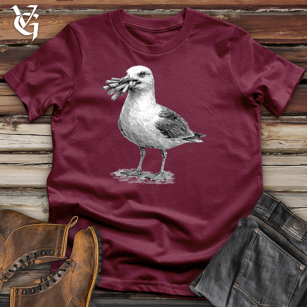 Viking Goods Seagull With French Fries Softstyle Tee Maroon / S