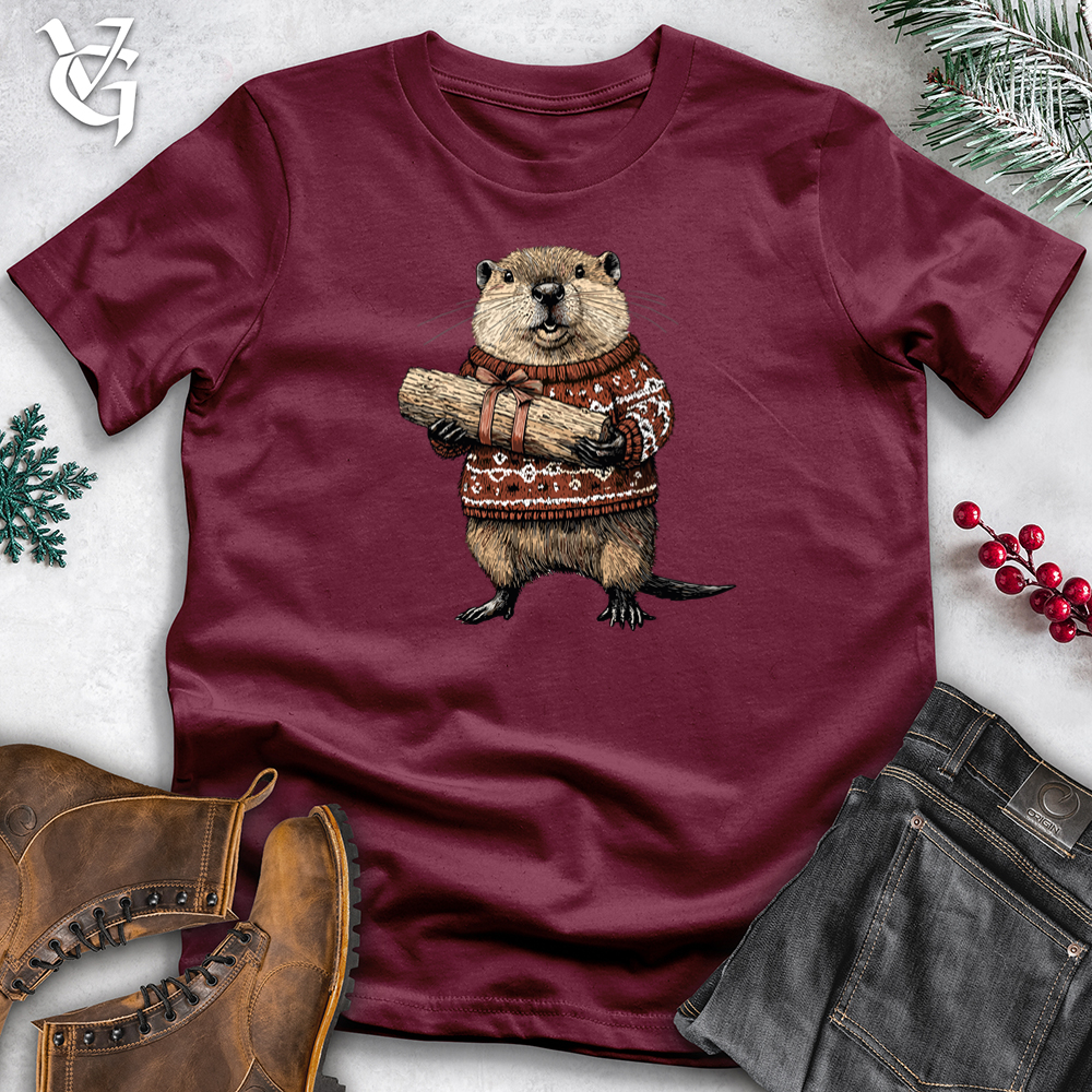 Viking Goods Beaver Wood Gift Softstyle Tee Maroon / XS