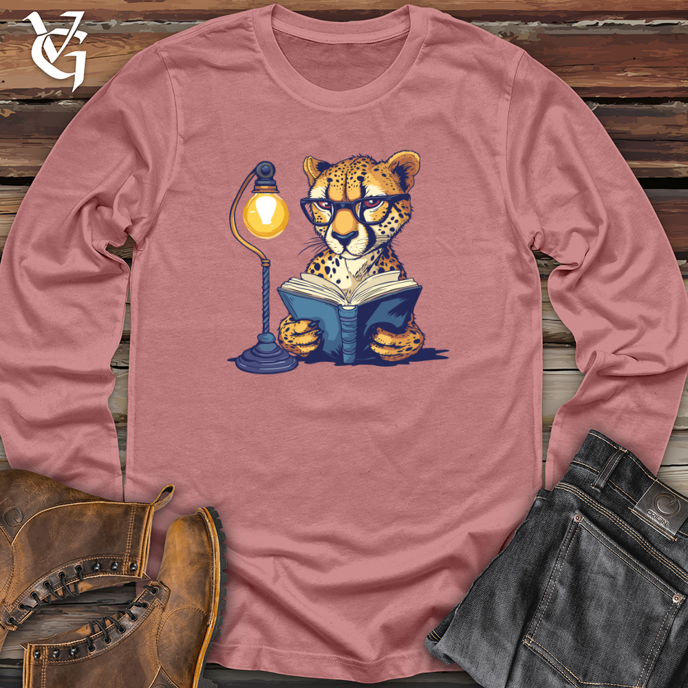 Viking Goods Cheetah Bookworm Study Long Sleeve Mauve / L