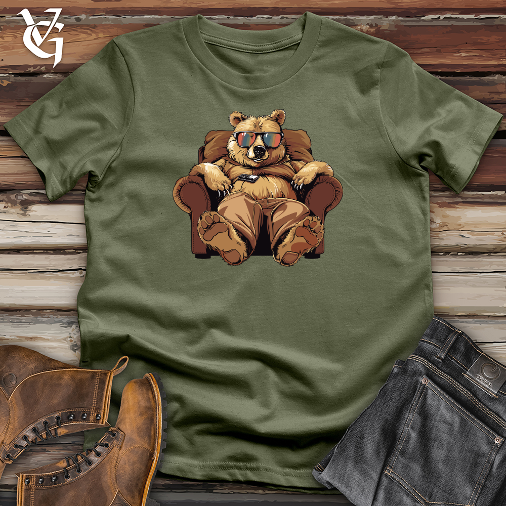 Viking Goods Bear Binge Watch Lounger Softstyle Tee Military Green / L