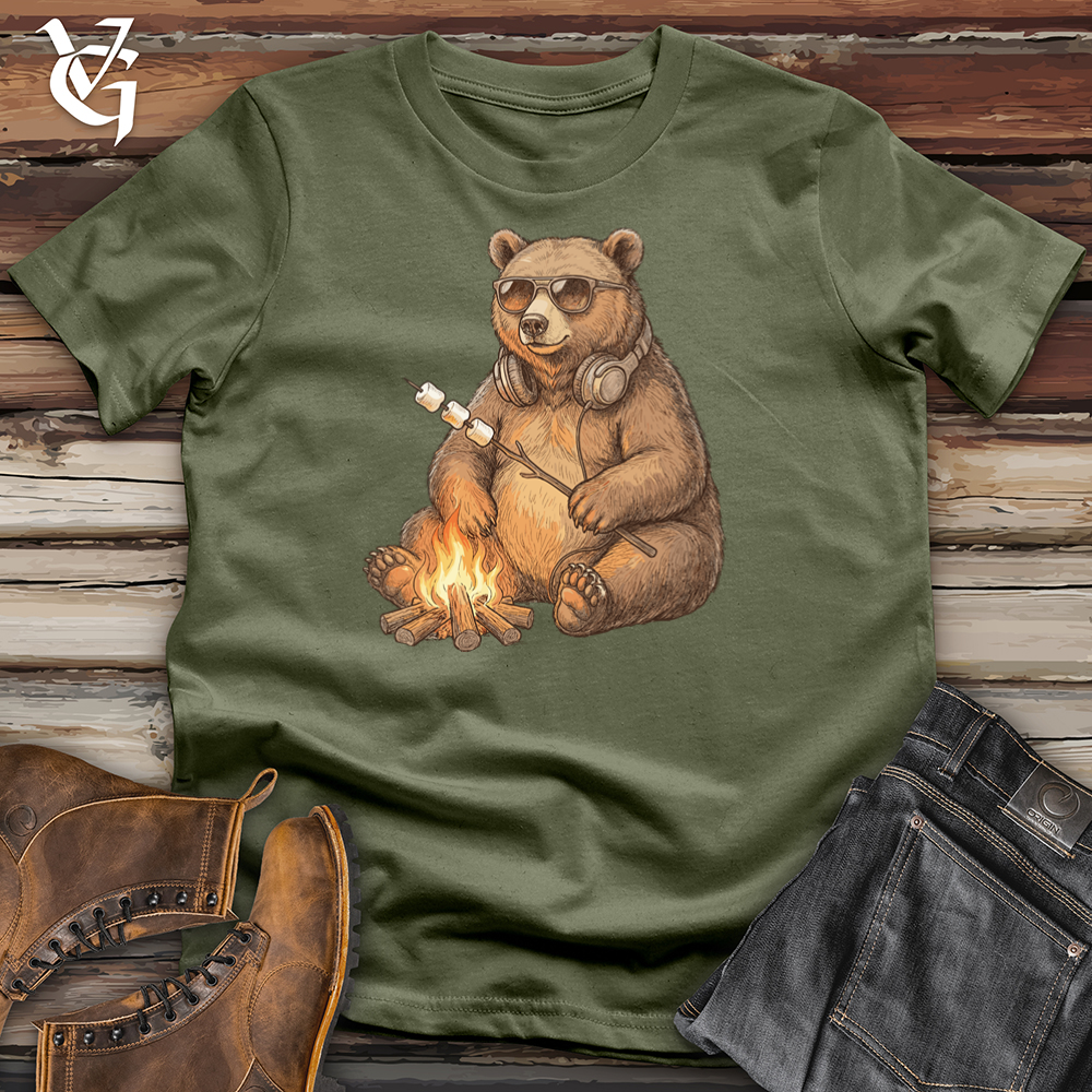 Viking Goods Bear Campfire Marshmallows Tee Military Green / L