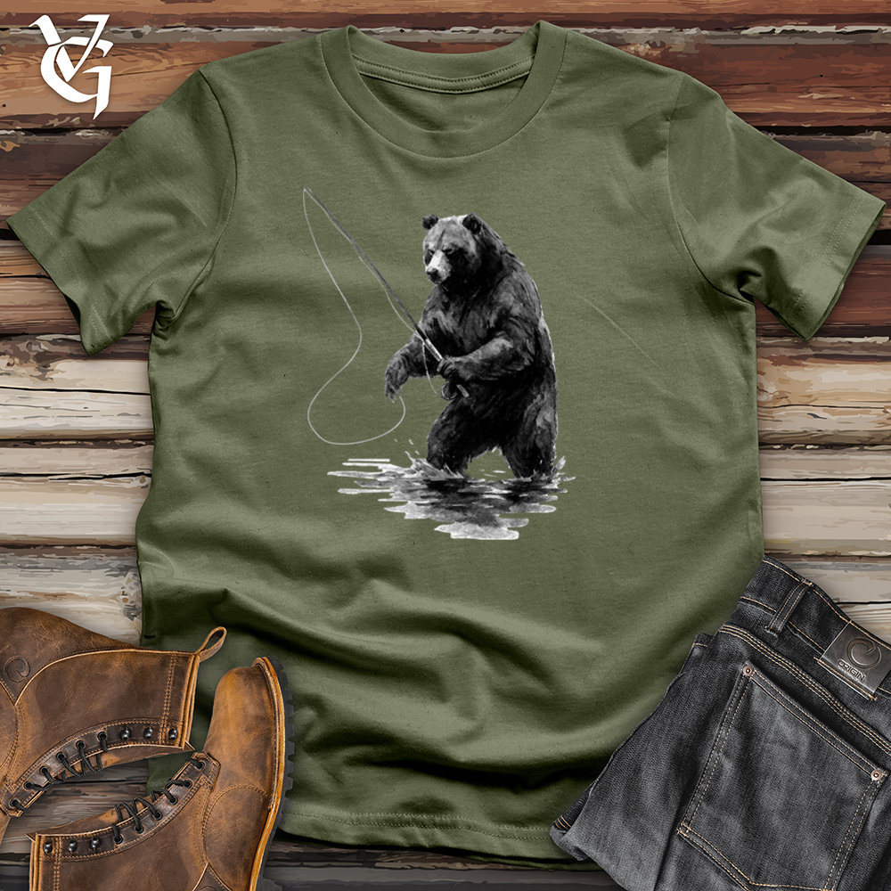 Viking Goods Bear Fishing Tee Military Green / L