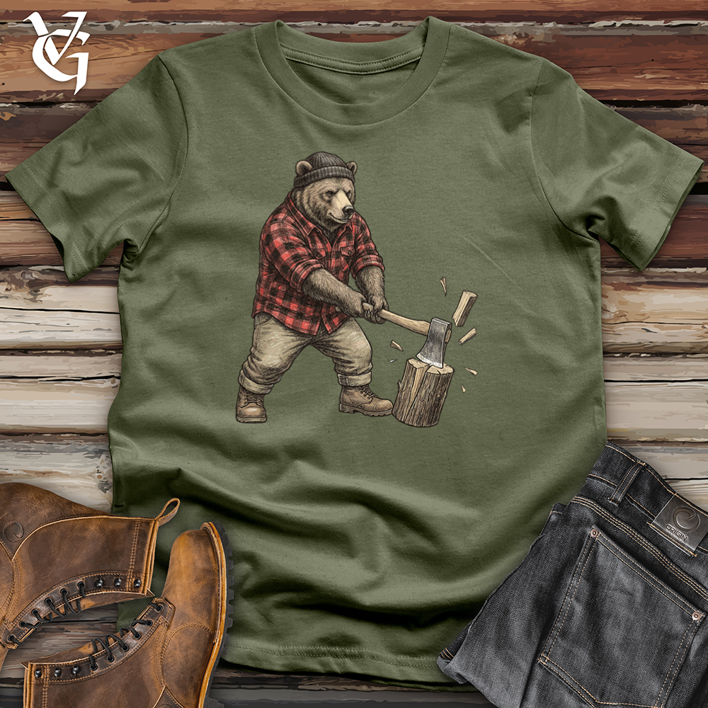 Viking Goods Bear Lumberjack Tee Military Green / L
