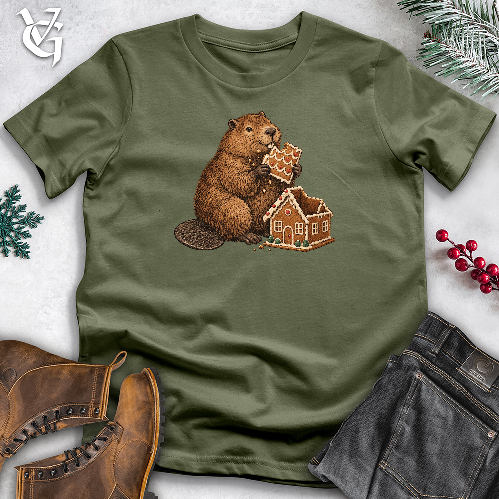 Viking Goods Beaver Gingerbread House Softstyle Tee Military Green / L