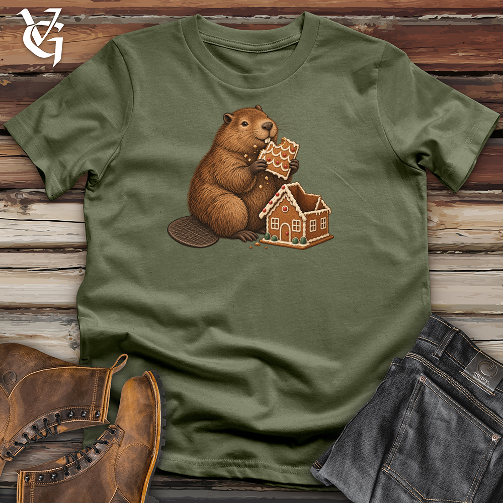 Viking Goods Beaver Gingerbread House Tee Military Green / L