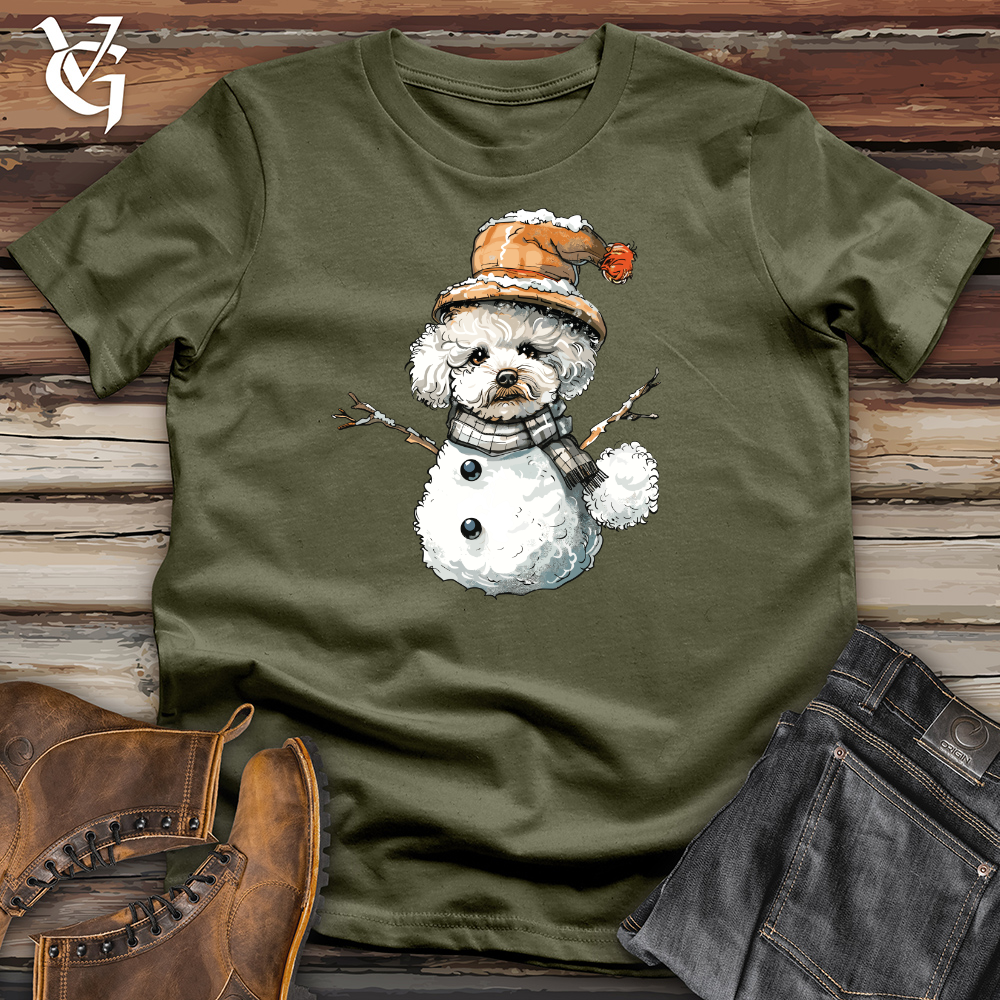 Viking Goods Bichon Snowman Frolic Cotton Tee Military Green / L