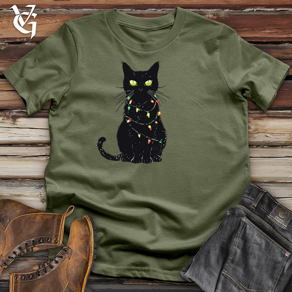 Viking Goods Black Cat Lights Tee Military Green / L